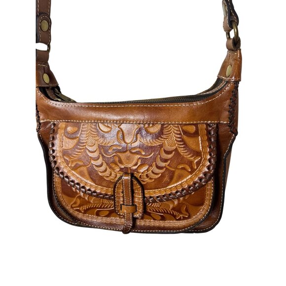 Patricia Nash Camille Embossed Leather Crossbody Bag Adjustable Strap & Back Zip - Picture 4 of 12